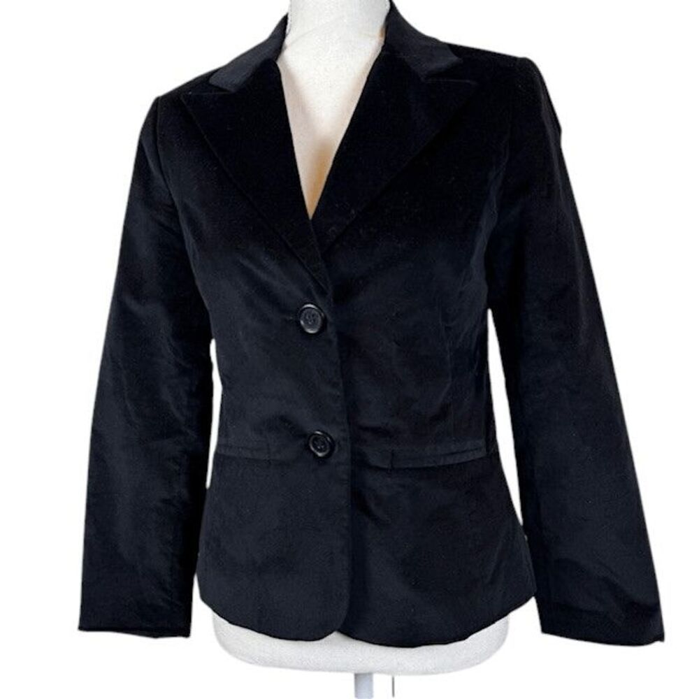 PURE Alfred Sung Black Velvet Blazer Two Button Notch‎ Lapel Lined Size Small